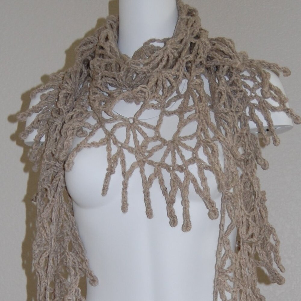 NEW Handmade, 100% Natual Wool, Allure Wavy V Scarf, 8'L & 2'D